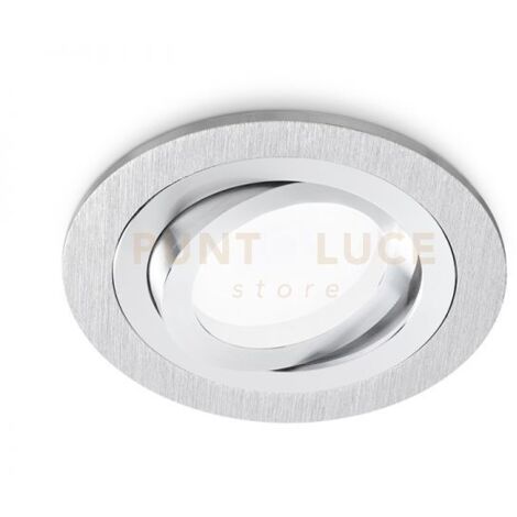 GFA090- FARETTO TONDO IN ALLUMINIO ORIETABILE COLORE ALLUMINIO SPAZZOLATO 9,3CM ATTACCO GU10 DA INCASSO