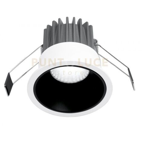 GFA1010C- FARETTO DA INCASSO IN ALLUMINIO DIFFUSORE OPALE A LED 3000K 820LM 10W BIANCO/NERO D.8,5M
