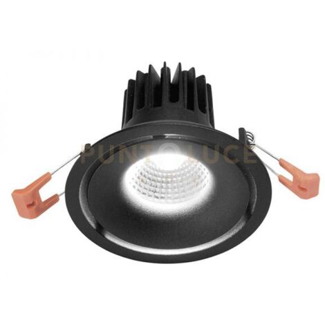 GFA1031C- FARETTO DA INCASSO IN ALLUMINIO DIFFUSORE TRASPARENTE A LED 3000K 465LM 8W NERO D.10CM