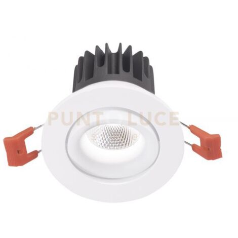GFA1040C-  FARETTO DA INCASSO IN ALLUMINIO DIFFUSORE TRASPARENTE A LED 3000K 600LM 8W BIANCO D.8,5CM ORIENTABILE