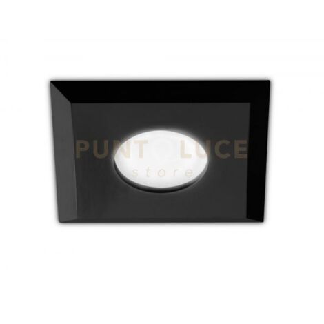 GFA1191- FARETTO INCASSO 1 LUCE LISCIO NERO IN ALLUMINIO QUADRATO 9,4CM ATTACCO GU10