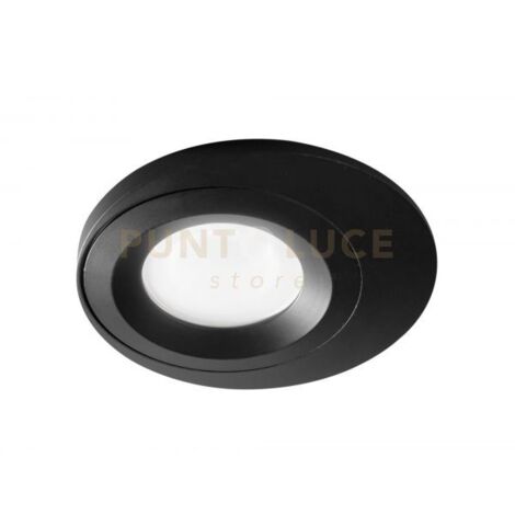GFA1201- FARETTO INCASSO 1 LUCE LISCIO NERO IN ALLUMINIO TONDO D.10CM ATTACCO GU10