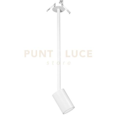 GFA1392- FARETTO AD INCASSO ORIENTABILE 1 LUCE ATTACCO GU10 COLORE BIANCO SATINATO D.5,7CM H.40,7+9CM