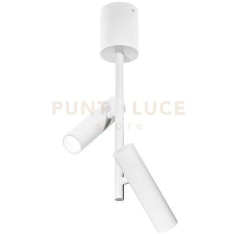 GFA1454H- FARETTO SPOT ORIENTABILE 2 LUCI ATTACCO LED 2700K 1020LM 2X7W COLORE BIANCO SATINATO D.3,5CM H.43CM