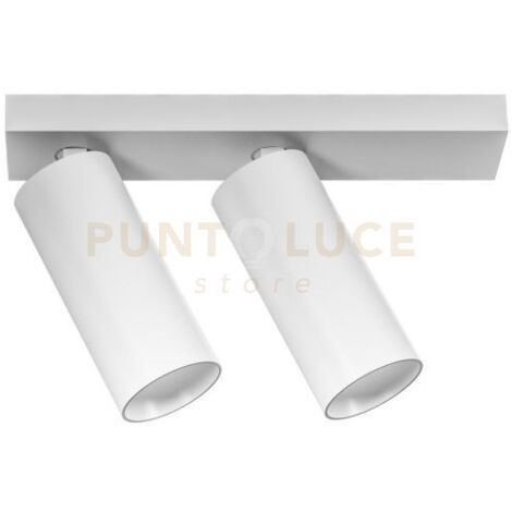 GFA1476H- FARETTO SPOT ORIENTABILE 2 LUCI ATTACCO LED 2700K 2145LM 2X12W COLORE BIANCO SATINATO D.5,5CM BASE 26,5X5,5CM