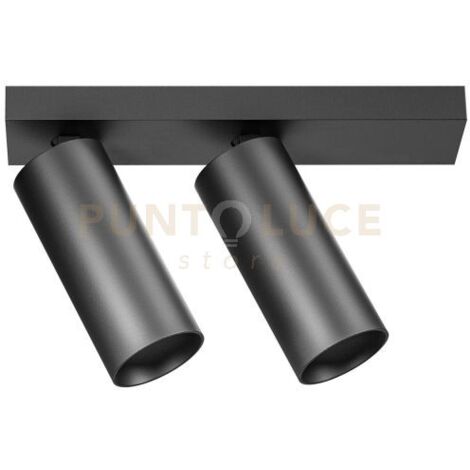 GFA1477C- FARETTO SPOT ORIENTABILE 2 LUCI ATTACCO LED 3000K 2198LM 2X12W COLORE NERO SATINATO D.5,5CM BASE 26,5X5,5CM