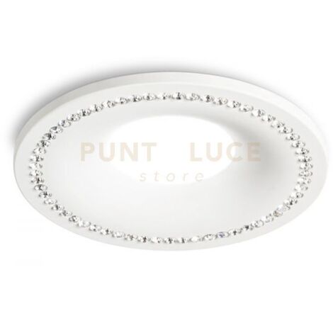 GFA190- FARETTO DA INCASSO CON STRASS D.9,8CM BIANCO 1 LUCE ATTACCO GU10
