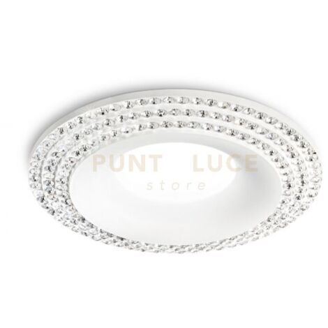 GFA210-  FARETTO DA INCASSO CON 3 STRISCE STRASS D.9,7CM BIANCO 1 LUCE ATTACCO GU10