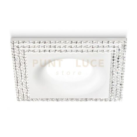GFA211-  FARETTO DA INCASSO CON 3 STRISCE STRASS QUADRATO 9,9X9,9CM BIANCO 1 LUCE ATTACCO GU10