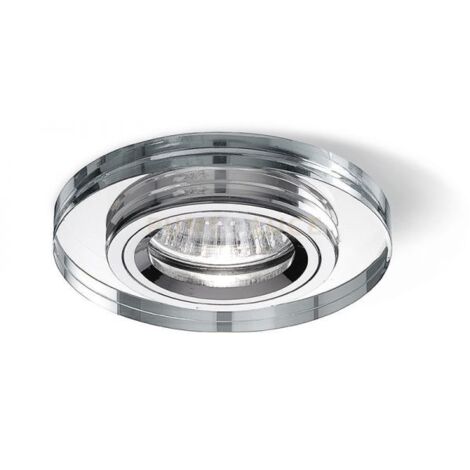 GFA320- FARETTO TONDO D.9CM IN METALLO E CRISTALLO FINITURA CROMO 1 LUCE ATTACCO GU10