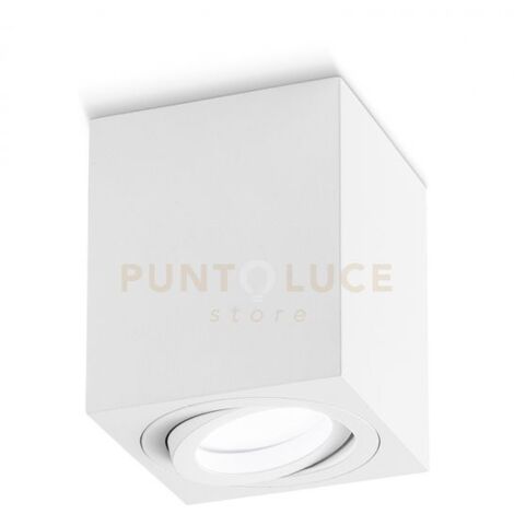 GFA331- FARETTO H. 9,6CM QUADRATO BIANCO ORIENTABILE IN ALLUMINIO 1 LUCE ATTACCO GU10