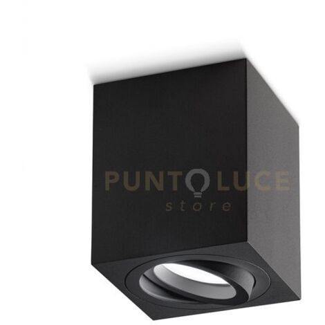 GFA332- FARETTO H. 9,6CM QUADRATO NERO ORIENTABILE IN ALLUMINIO 1 LUCE ATTACCO GU10