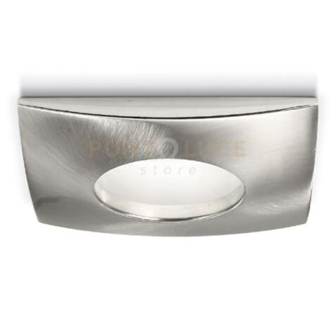 GFA376- FARETTO DA INCASSO IP65 NICKEL SPAZZOLATO QUADRATO 8,4X8,4 ATTACCO GU10