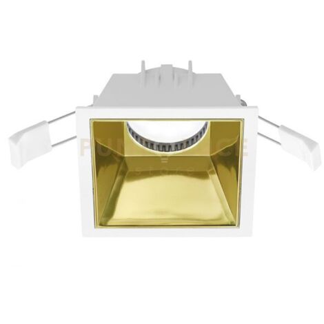 GFA623- FARETTO DA INCASSO BIANCO OPACO E ORO LUCIDO 1 LUCE ATTACCO GU10 QUADRATO 9CM