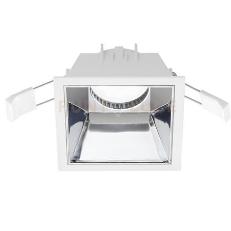 GFA624- FARETTO DA INCASSO BIANCO OPACO E CROMO 1 LUCE ATTACCO GU10 QUADRATO 9CM