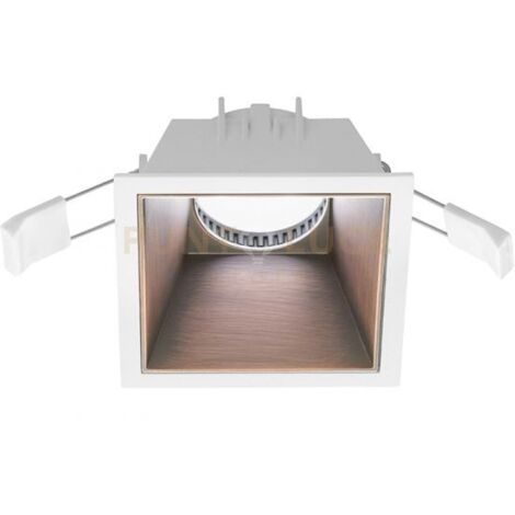 GFA625 - FARETTO DA INCASSO BIANCO OPACO E RAME 1 LUCE ATTACCO GU10 QUADRATO 9CM
