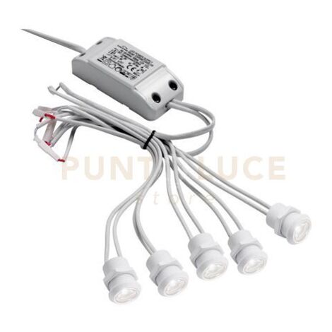 GFA921C- MODULO DA 5 FARETTI LED 3000K 750LM 5X1W D.2CM DA INCASSO BIANCO