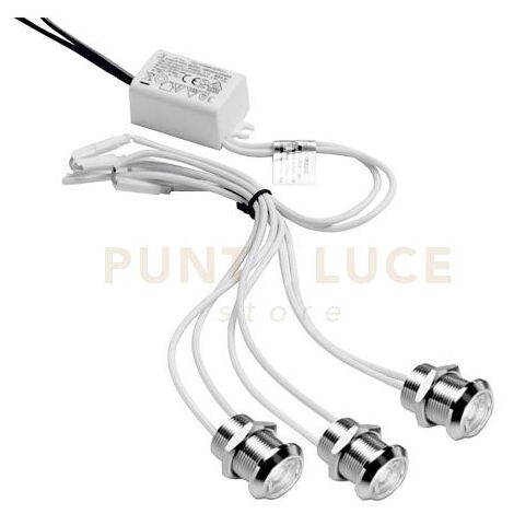 GFA922C- MODULO DA 3 FARETTI LED 3000K 450LM 3X1W D.2CM DA INCASSO COLORE ALLUMINIO