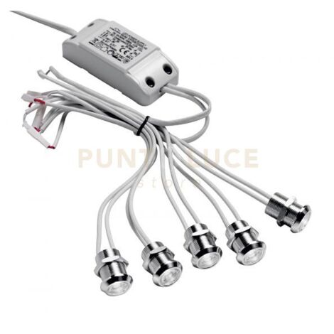 GFA923C- MODULO DA 5 FARETTI LED 3000K 750LM 5X1W D.2CM DA INCASSO COLORE ALLUMINIO