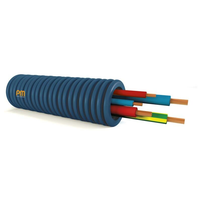 Pmflex - gaine préfilée icta Ø20MM H07VU 3G2,5 + 2X1,5 100M bleu rouge vert/jaune + bleu rouge