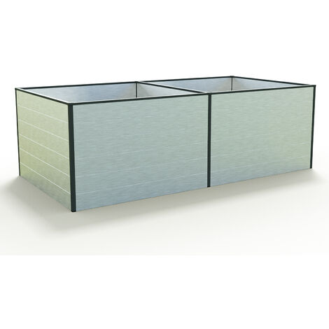 GFP Carré potager surélevé pour herbes et légumes Aluminium DANIELA - 235 x 119 x 77 cm - ALU-NATUR - indéformable et résistant aux intempéries avec profilés creux aluminium - Made in Autriche