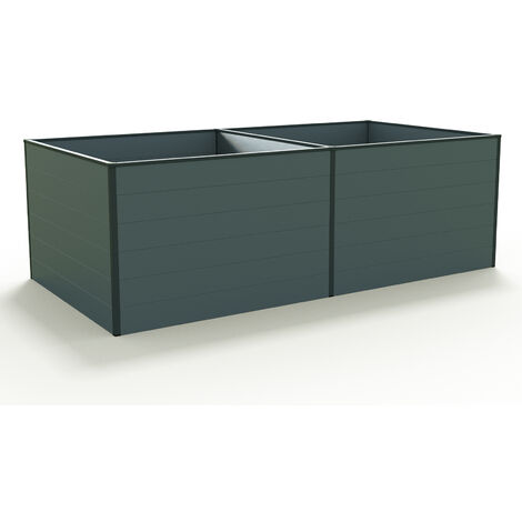 GFP Carré potager surélevé pour herbes et légumes Aluminium DANIELA - 235 x 119 x 77 cm - ANTHRACITE - indéformable et résistant aux intempéries avec profilés creux aluminium - Made in Autriche