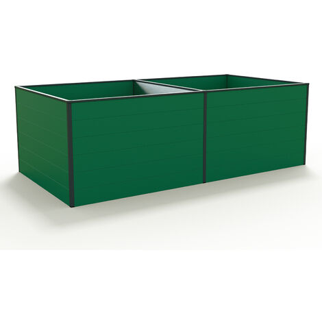 GFP Carré potager surélevé pour herbes et légumes Aluminium DANIELA - 235 x 119 x 77 cm - VERT - indéformable et résistant aux intempéries avec profilés creux aluminium - Made in Autriche