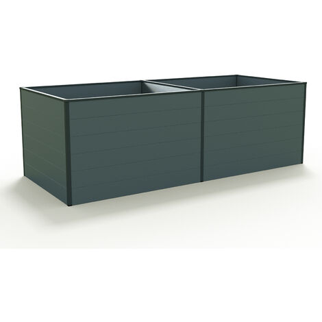 GFP Carré potager surélevé pour herbes et légumes Aluminium DANIELA - 235 x 77 x 77 cm - ANTHRACITE - indéformable et résistant aux intempéries avec profilés creux aluminium - Made in Autriche