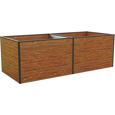 GFP Carré potager surélevé pour herbes et légumes Aluminium DANIELA - 235 x 77 x 77 cm - OPTIQUE BOIS - indéformable et résistant aux intempéries avec profilés creux aluminium - Made in Autriche