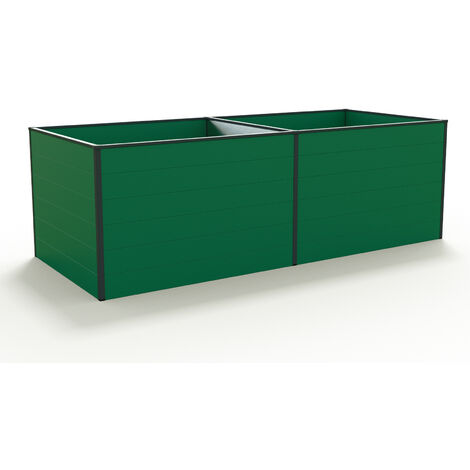 GFP Carré potager surélevé pour herbes et légumes Aluminium DANIELA - 235 x 77 x 77 cm - VERT - indéformable et résistant aux intempéries avec profilés creux aluminium - Made in Autriche