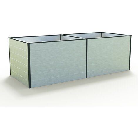 GFP Carré potager surélevé pour herbes et légumes Aluminium DANIELA - 235 x 99 x 77 cm - ALU-NATUR - indéformable et résistant aux intempéries avec profilés creux aluminium - Made in Autriche