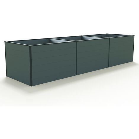 GFP Carré potager surélevé pour herbes et légumes Aluminium DANIELA - 351 x 77 x 77 cm - ANTHRACITE - indéformable et résistant aux intempéries avec profilés creux aluminium - Made in Autriche