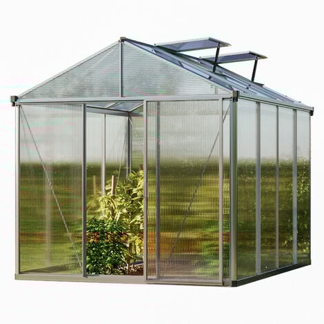 GFP Gewächshaus Premium 22 aus Alu - 222x294 cm - 10 mm Doppelstegplatten inkl. 2 automatische Fensteröffner