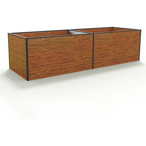 GFP Hochbeet Kräuter-Gemüse-Beet KINGSIZE DANIELA Aluminium - 297 x 77 x 77 cm - Holzoptik - formstabil und witterungsbeständig mit Aluminium-Hohlkammerprofilen
