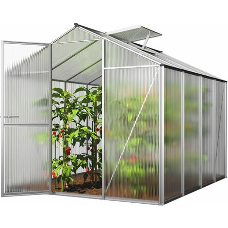 GFP Invernadero ECO-Star 4 estructura de aluminio 192x256 cm, placas de policarbonato de 6 mm - resistentes a la intemperie