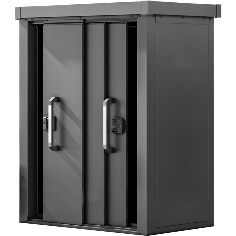 Toolport - gfp Primeyard Armoire de jardin en métal 120x78x161 cm Abris de jardin anthracite, plancher inclus