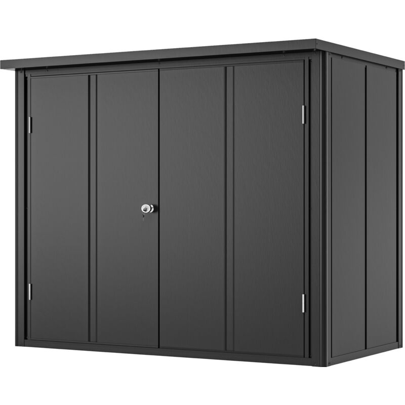 Toolport - gfp Primeyard Armoire de jardin en métal 156x84x131 cm Abris de jardin avec porte d'armoire anthracite, plancher inclus