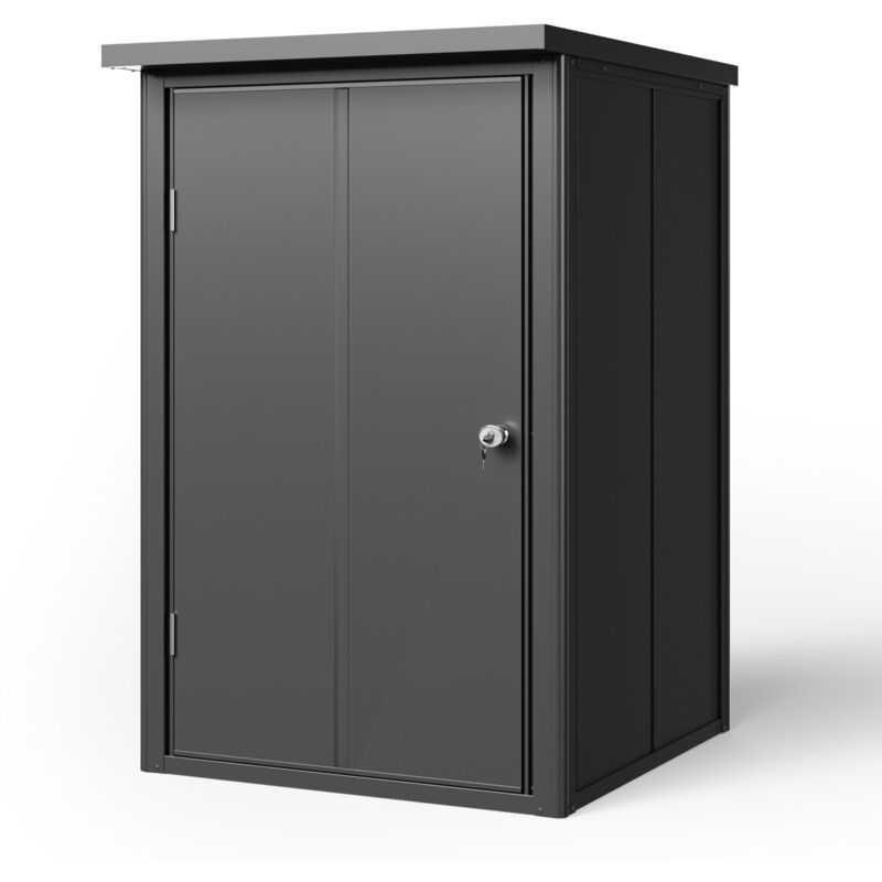 Toolport - gfp Primeyard Armoire de jardin en métal 84x84x131 cm Abris de jardin avec porte d'armoire anthracite, plancher inclus