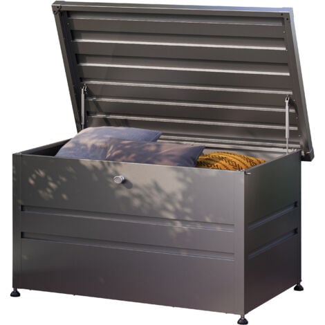 TOOLPORT GFP PRIMEYARD® Gartenbox 132x64x72 cm Aufbewahrungsbox Auflagenbox Gartentruhe Metall anthrazit wasserdicht