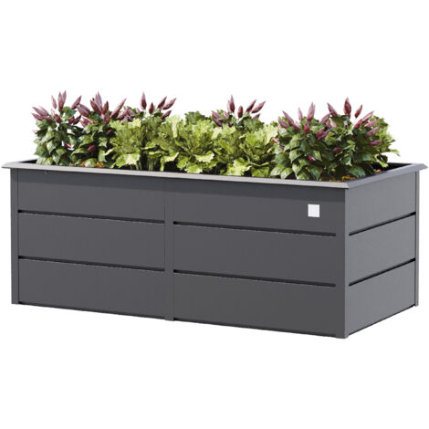 GFP Primeyard Lilly Jardinière surélevée en acier galvanisé à chaud, 175 x 75 x 78 cm, ergonomique, inoxydable, avec protection anti-limaces, idéale pour le jardin et le balcon