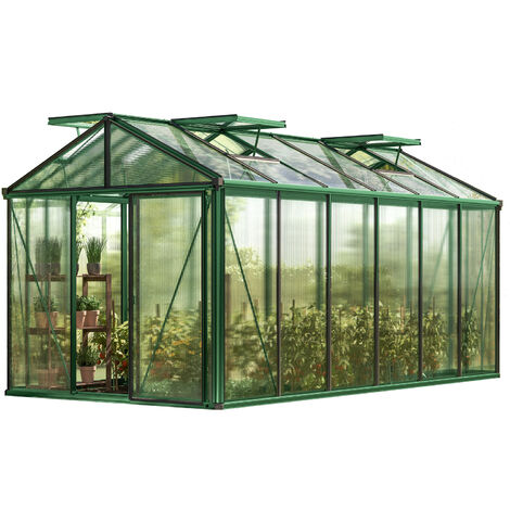 GFP Serra Diamas 24 Premium 235 x 460 cm, lastre a doppia parete spesse 16 mm, colore verde muschio