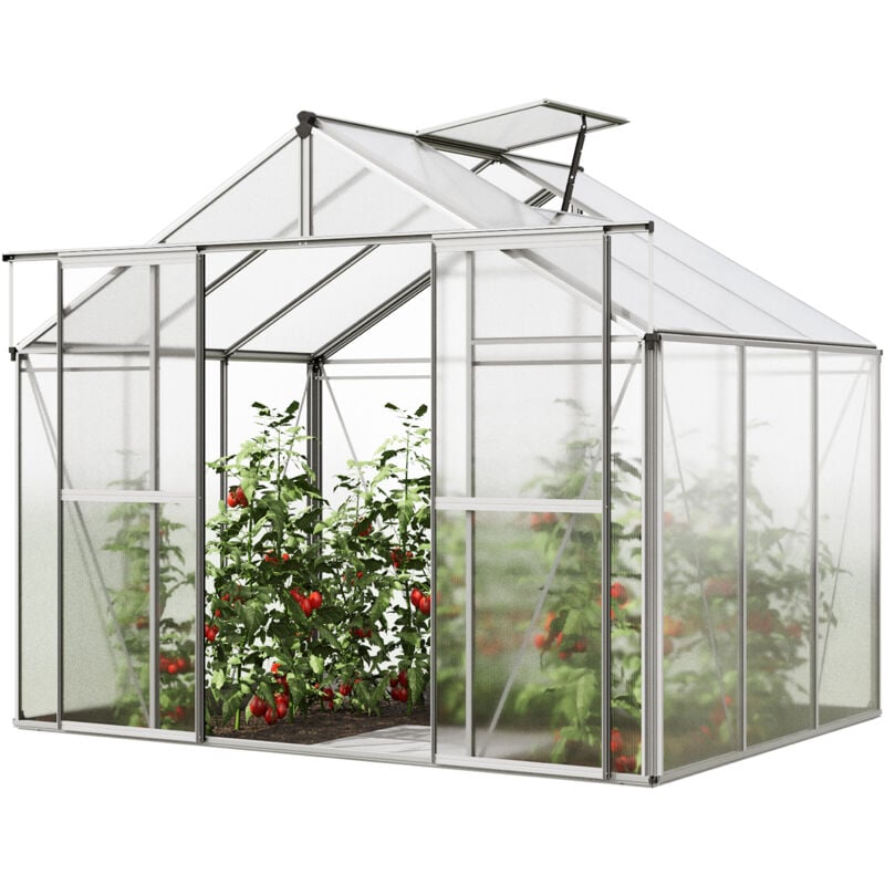 Serre de jardin Orchidee 3 structure en aluminium 256 x 192 cm panneaux en polycarbonate - GFP