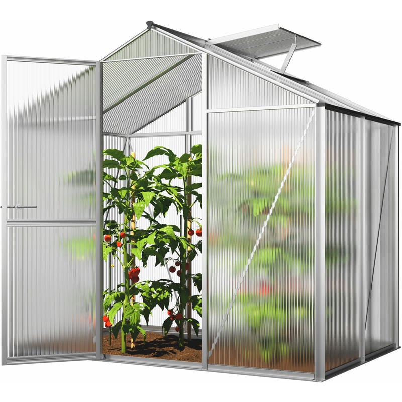 Serre ECO-Star 2 cadre aluminium 192x131 cm Plaques double paroi 8 mm indéformables & résistantes aux intempéries - GFP