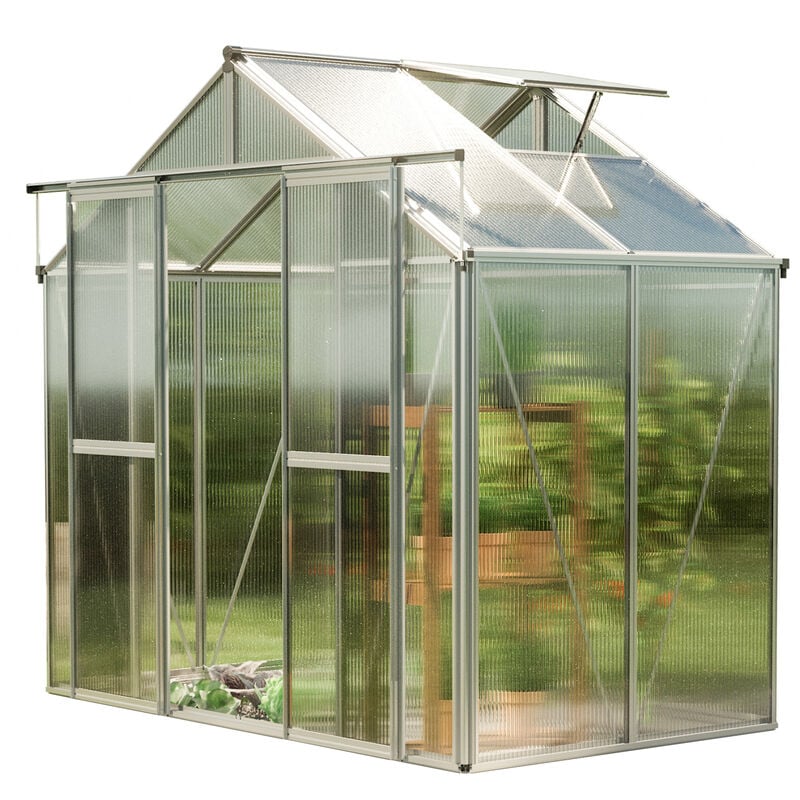 GFP - Serre Saphir 2 cadre aluminium 259x133 cm Plaques double paroi 8 mm indéformables & résistantes aux intempéries