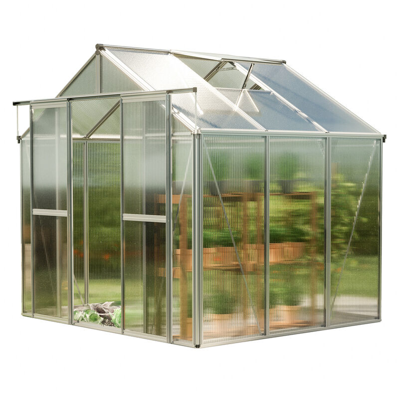Serre Saphir 3 cadre aluminium 259x195 cm Plaques double paroi 8 mm indéformables & résistantes aux intempéries - GFP