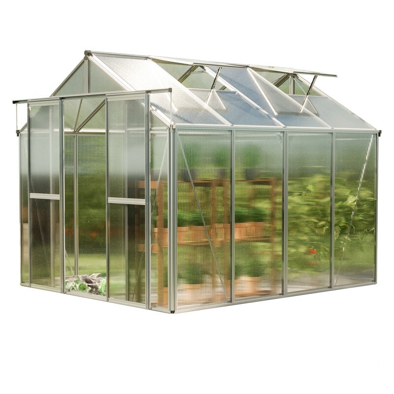 Serre Saphir 4 cadre aluminium 259x259 cm Plaques double paroi 6 mm indéformables & résistantes aux intempéries - GFP