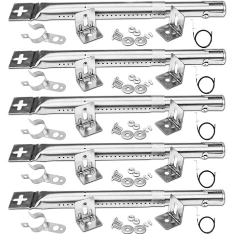 GFTIME 30,5-44,5 cm Brûleur universal adjustable pour FirePlus, Fire Mountain, Charbroil, CosmoGrill, Landmann Triton 2, Proficook, Tepro, pièce détachée pour brûleur en acier inoxydable lot de 5