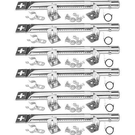 GFTIME 30,5-44,5 cm Brûleur universal adjustable pour FirePlus, Fire Mountain, Charbroil, CosmoGrill, Landmann Triton 2, Proficook, Tepro, pièce détachée pour brûleur en acier inoxydable lot de 6