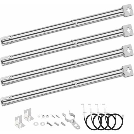 GFTIME 31-44,5 cm Brenner Universal für Landmann Triton 2, Enders, Blooma, Charbroil, Campingaz, Tepro, Taino, Proficook, Barbecook, Edelstahl Rohrbrenner Verstellbarer Gasgrill Ersatzteile, 4 Stück