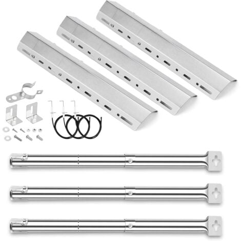 GFTIME 31 à 44CM Universal brûleur et 30 à 72 CM Plaque Chauffante pour Campingaz, Fire Mountain, Landmann la Plupart des Grils, Acier Inoxydable Plaque Chauffante et Brûleur Pièce Rechange Gril à Gaz, 3 en Pack